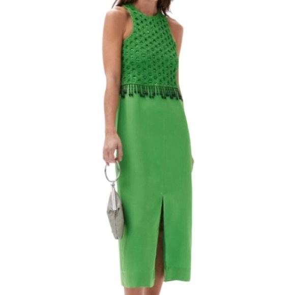 Ganni Dresses & Skirts - NWT Ganni Green Smocked Beaded Detail Satin Maxi Dress - Sz 4